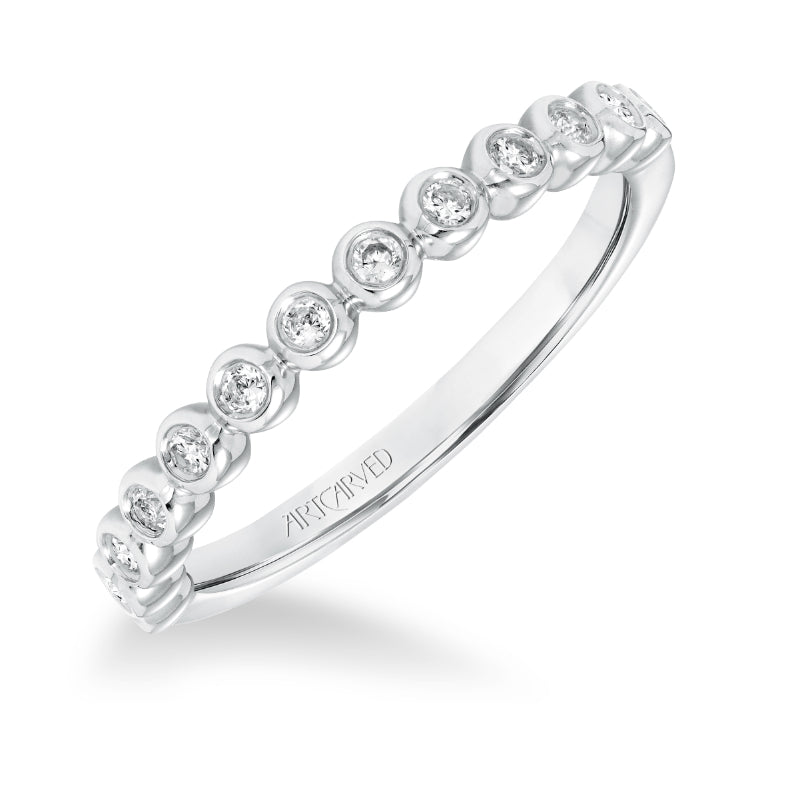 Artcarved Bridal Mounted with Side Stones Contemporary Diamond Anniversary Band 14K White Gold