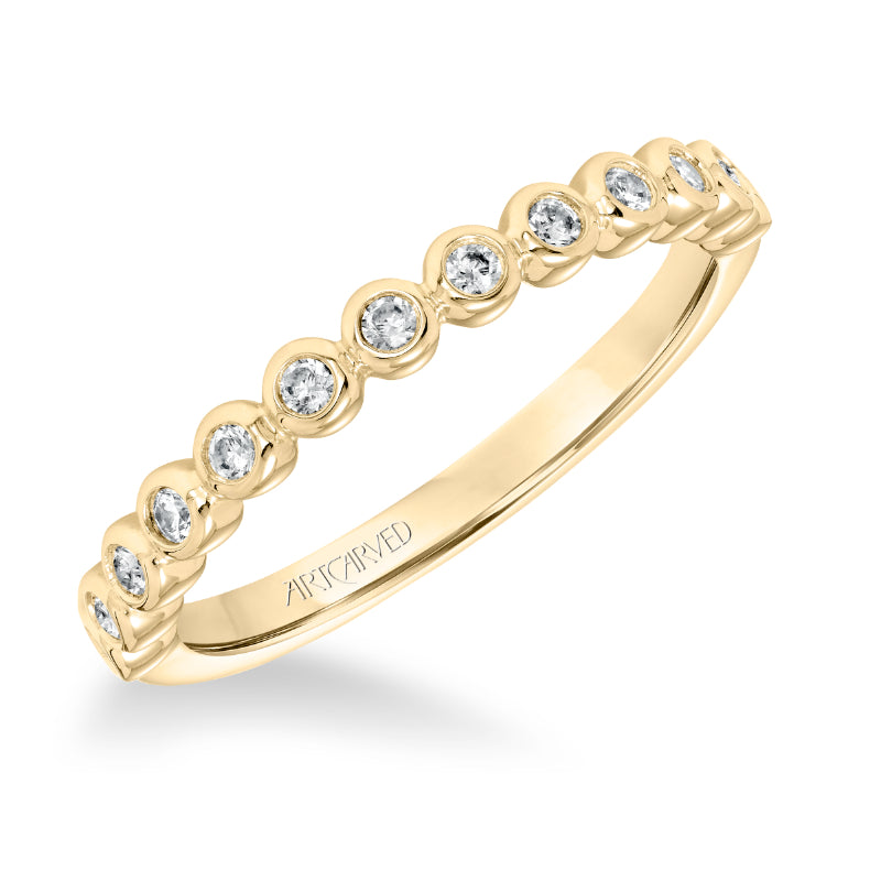 Artcarved Bridal Mounted with Side Stones Contemporary Diamond Anniversary Band 14K Yellow Gold