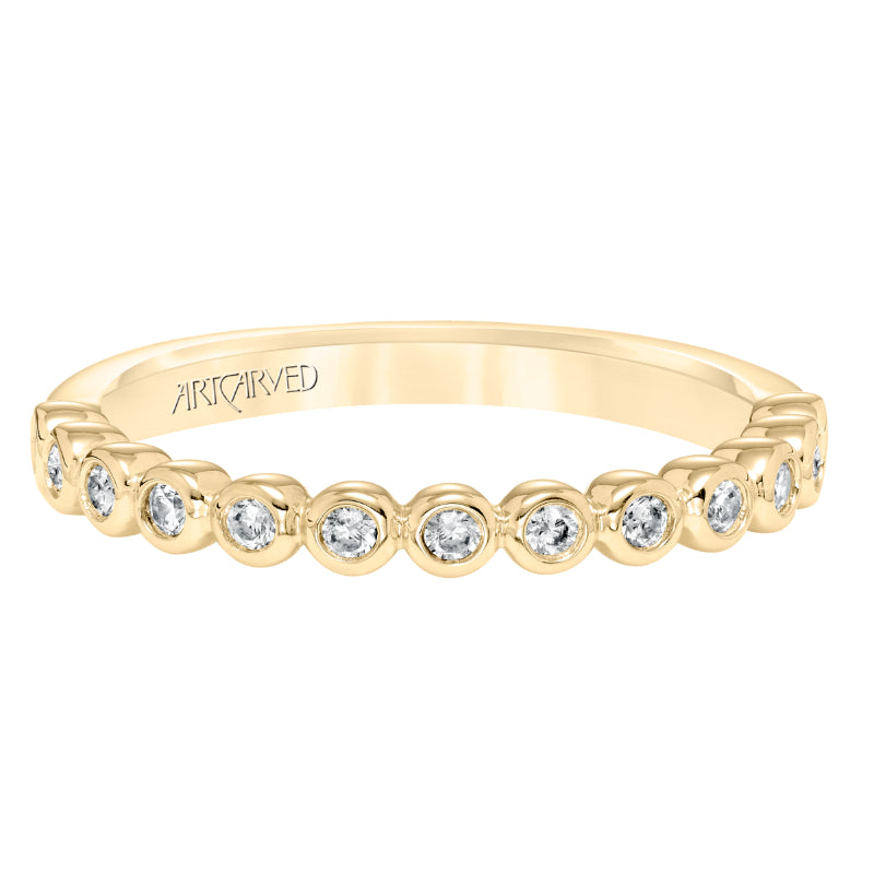 Artcarved Bridal Mounted with Side Stones Contemporary Diamond Anniversary Band 14K Yellow Gold