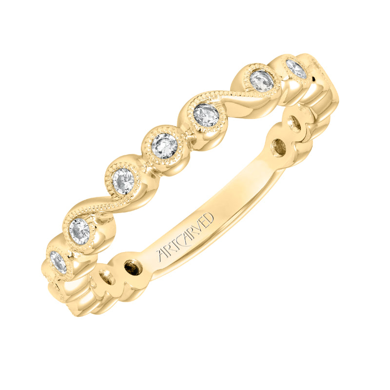 Artcarved Bridal Mounted with Side Stones Contemporary Fashion Diamond Anniversary Band 14K Yellow Gold