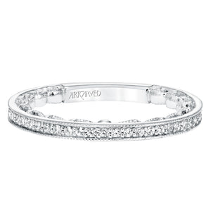 Artcarved Bridal Mounted with Side Stones Vintage Stackable Fashion Diamond Anniversary Band 14K White Gold