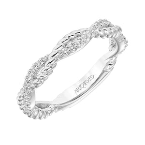 Artcarved Bridal Mounted with Side Stones Fashion Diamond Anniversary Band 14K White Gold