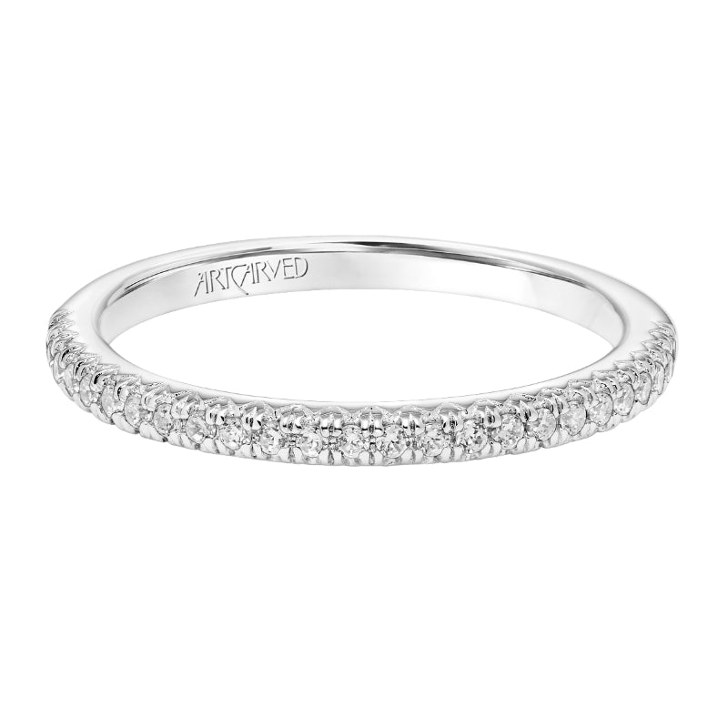 Artcarved Bridal Mounted with Side Stones Contemporary Stackable Diamond Anniversary Band 14K White Gold