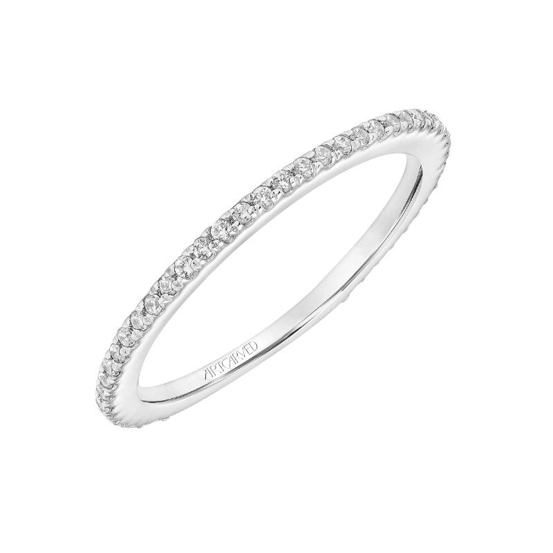 Artcarved Bridal Mounted with Side Stones Contemporary Stackable Diamond Anniversary Band 14K White Gold