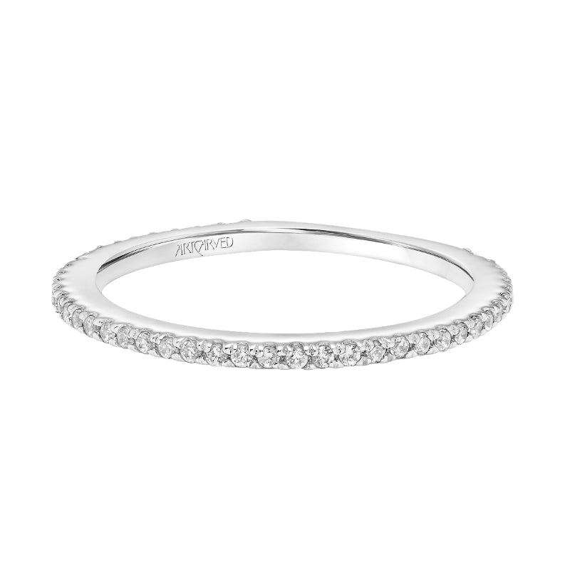 Artcarved Bridal Mounted with Side Stones Contemporary Stackable Diamond Anniversary Band 14K White Gold