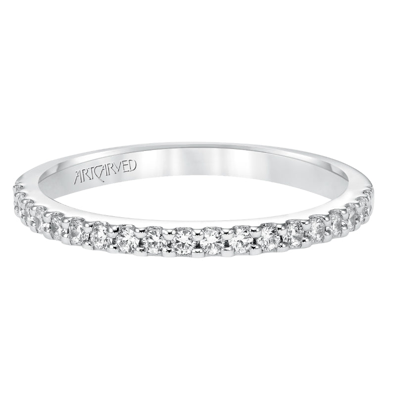 Artcarved Bridal Mounted with Side Stones Contemporary Stackable Diamond Anniversary Band 14K White Gold