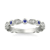 Artcarved Bridal Mounted with Side Stones Contemporary Anniversary Ring 14K White Gold & Blue Sapphire