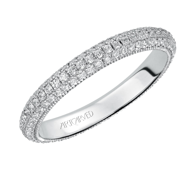 Artcarved Bridal Mounted with Side Stones Contemporary Stackable Eternity Anniversary Band 14K White Gold