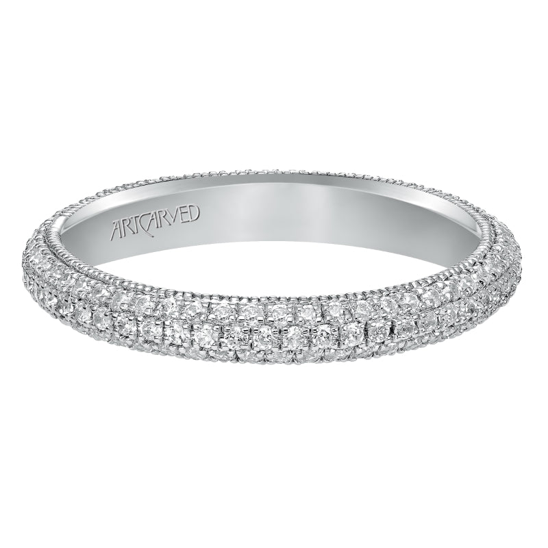 Artcarved Bridal Mounted with Side Stones Contemporary Stackable Eternity Anniversary Band 14K White Gold