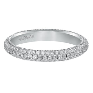 Artcarved Bridal Mounted with Side Stones Contemporary Stackable Eternity Anniversary Band 14K White Gold