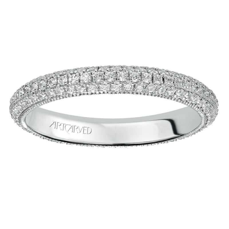 Artcarved Bridal Mounted with Side Stones Contemporary Stackable Eternity Anniversary Band 14K White Gold