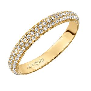 Artcarved Bridal Mounted with Side Stones Contemporary Stackable Eternity Anniversary Band 14K Yellow Gold