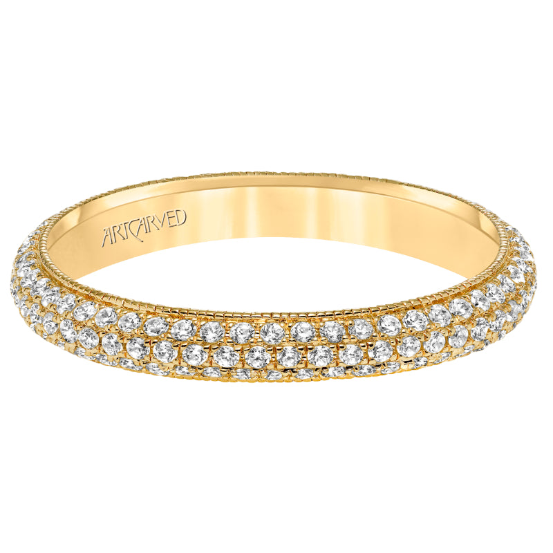 Artcarved Bridal Mounted with Side Stones Contemporary Stackable Eternity Anniversary Band 14K Yellow Gold