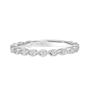 Artcarved Bridal Mounted with Side Stones Fashion Diamond Anniversary Band 14K White Gold