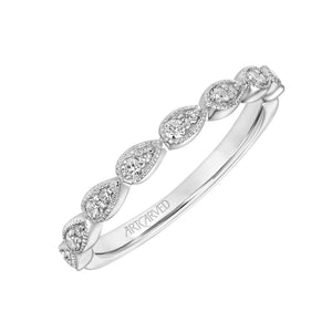 Artcarved Bridal Mounted with Side Stones Fashion Diamond Anniversary Band 14K White Gold