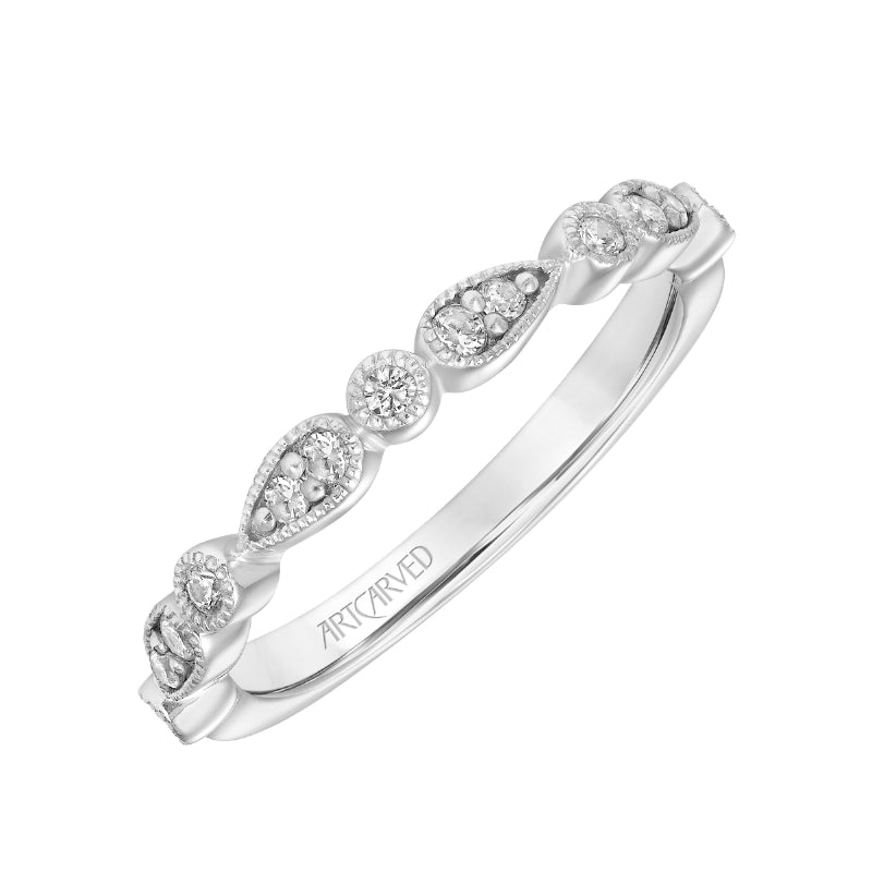 Artcarved Bridal Mounted with Side Stones Diamond Anniversary Band 14K White Gold