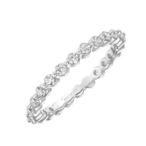 Artcarved Bridal Mounted with Side Stones Diamond Anniversary Band 14K White Gold