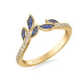 Artcarved Bridal Mounted with Side Stones Contemporary Anniversary Ring 14K Yellow Gold & Blue Sapphire