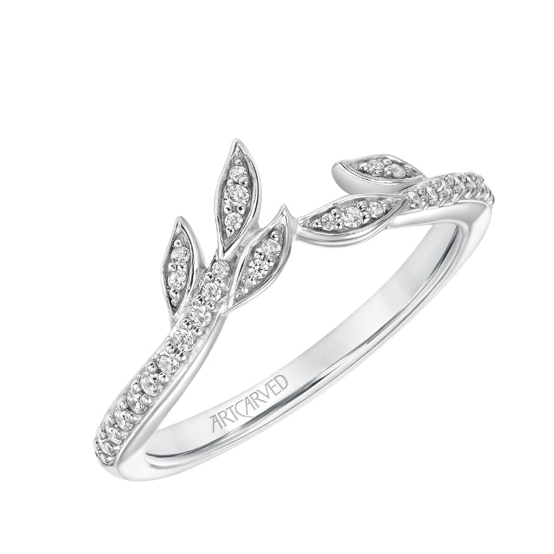 Artcarved Bridal Mounted with Side Stones Diamond Anniversary Band 14K White Gold