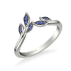 Artcarved Bridal Mounted with Side Stones Contemporary Anniversary Ring 18K White Gold & Blue Sapphire