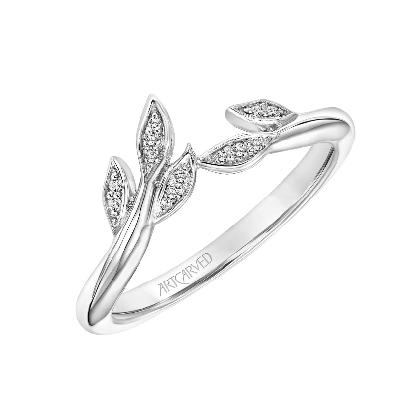 Artcarved Bridal Mounted with Side Stones Diamond Anniversary Band 14K White Gold