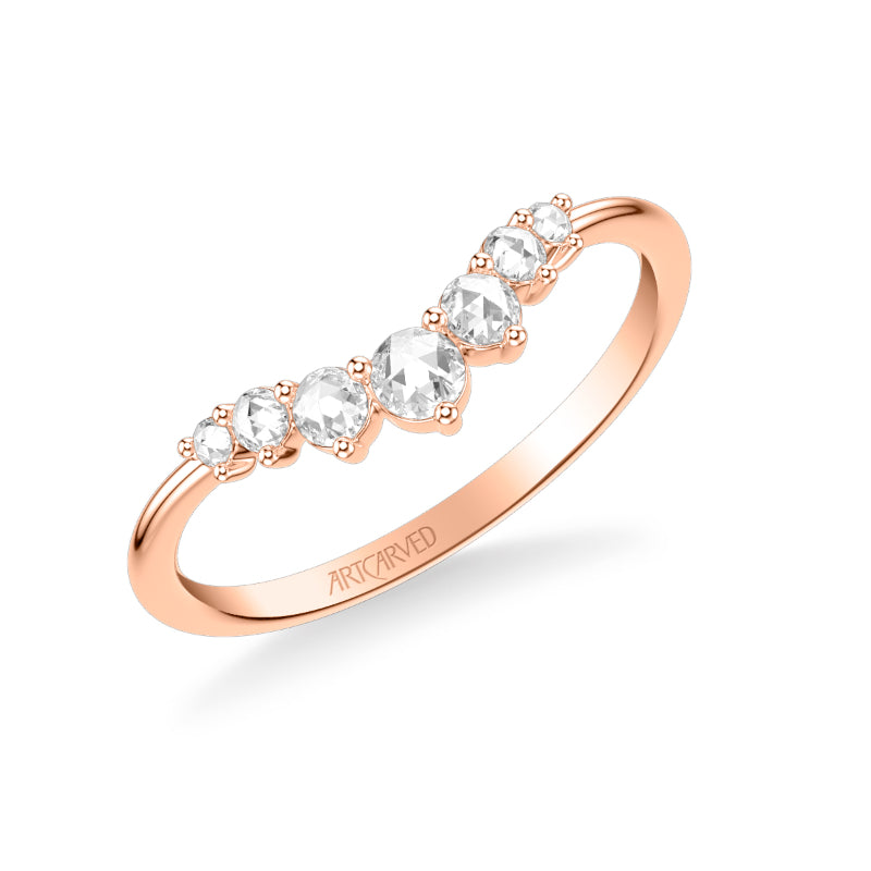 Artcarved Bridal Mounted with Side Stones Classic Rose Goldcut Diamond Anniversary Band 14K Rose Gold