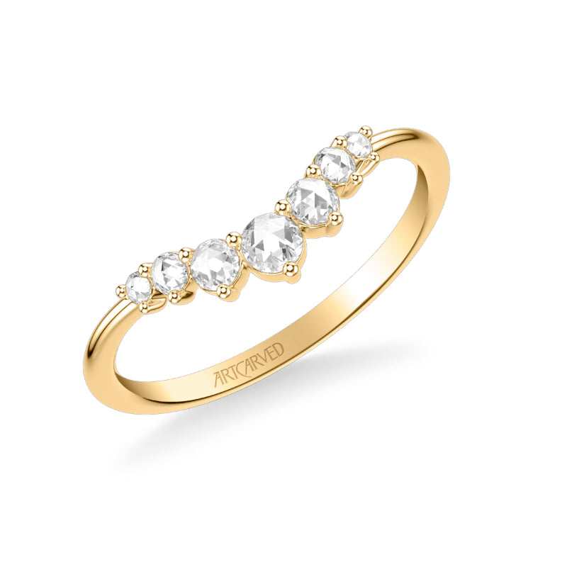 Artcarved Bridal Mounted with Side Stones Classic Rose Goldcut Diamond Anniversary Band 14K Yellow Gold