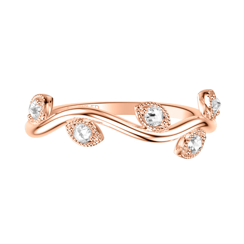 Artcarved Bridal Mounted with Side Stones Contemporary Rose Goldcut Diamond Anniversary Band 14K Rose Gold