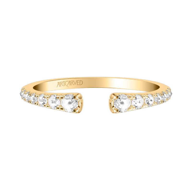 Artcarved Bridal Mounted with Side Stones Contemporary Rose Goldcut Diamond Anniversary Band 18K Yellow Gold