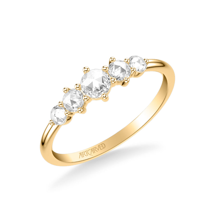 Artcarved Bridal Mounted with Side Stones Classic Rose Goldcut Diamond Anniversary Band 18K Yellow Gold