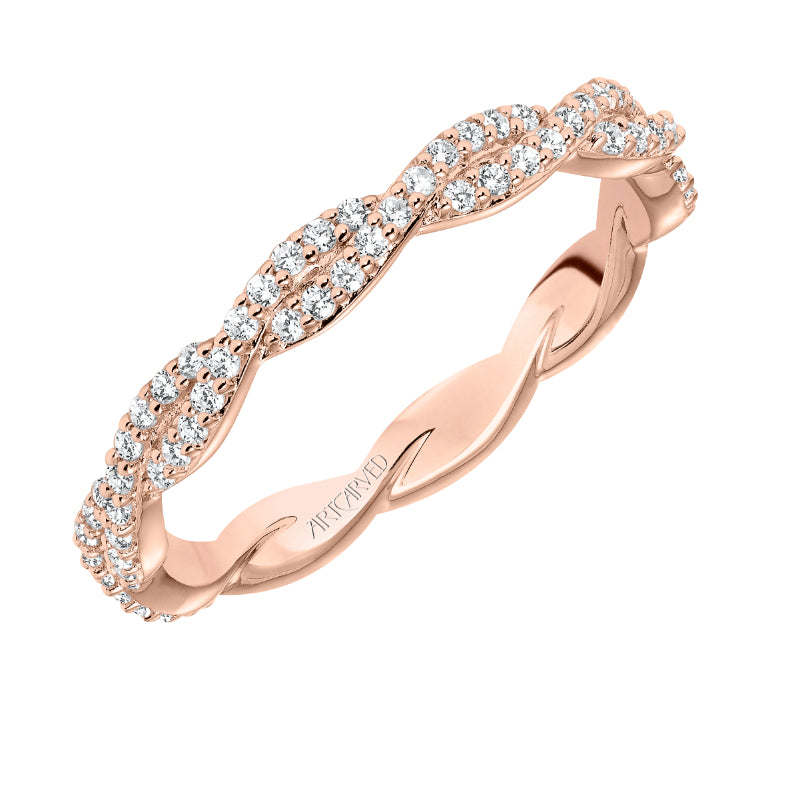 Artcarved Bridal Mounted with Side Stones Contemporary Eternity Diamond Anniversary Band 14K Rose Gold