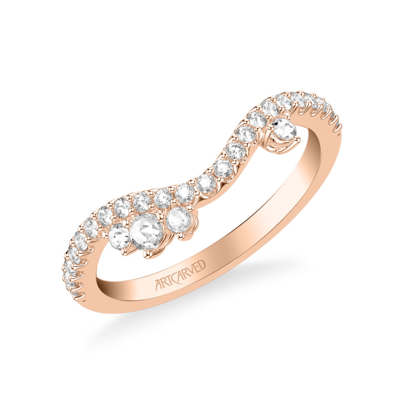 Artcarved Bridal Mounted with Side Stones Contemporary Diamond Anniversary Ring 14K Rose Gold