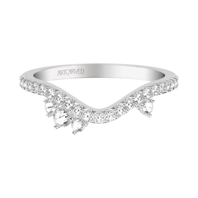 Artcarved Bridal Mounted with Side Stones Contemporary Diamond Anniversary Ring 14K White Gold