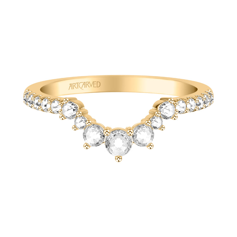 Artcarved Bridal Mounted with Side Stones Contemporary Diamond Anniversary Ring 14K Yellow Gold