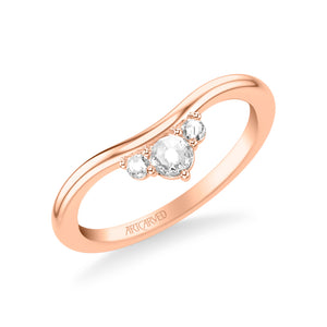 Artcarved Bridal Mounted with Side Stones Contemporary Diamond Anniversary Ring 14K Rose Gold