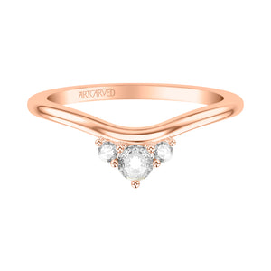 Artcarved Bridal Mounted with Side Stones Contemporary Diamond Anniversary Ring 14K Rose Gold