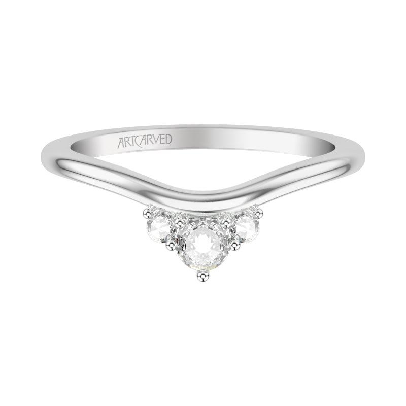 Artcarved Bridal Mounted with Side Stones Contemporary Diamond Anniversary Ring 14K White Gold