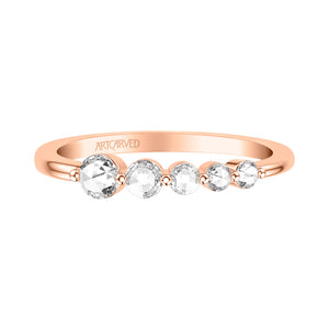 Artcarved Bridal Mounted with Side Stones Contemporary Diamond Anniversary Ring 14K Rose Gold