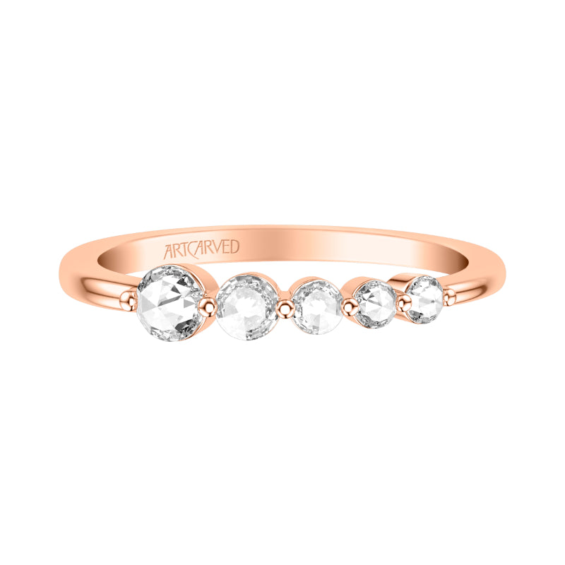 Artcarved Bridal Mounted with Side Stones Contemporary Diamond Anniversary Ring 18K Rose Gold