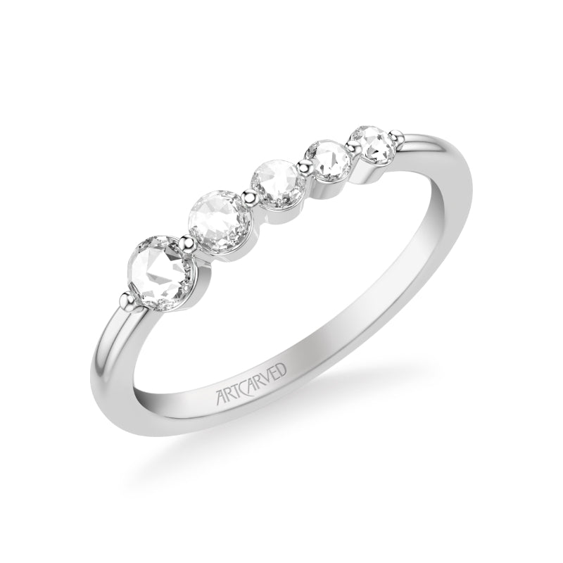 Artcarved Bridal Mounted with Side Stones Contemporary Diamond Anniversary Ring 18K White Gold