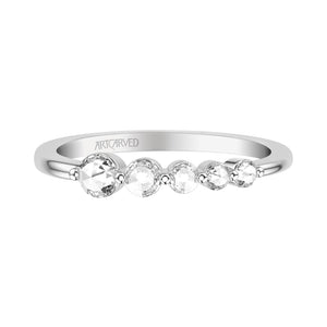 Artcarved Bridal Mounted with Side Stones Contemporary Diamond Anniversary Ring 14K White Gold