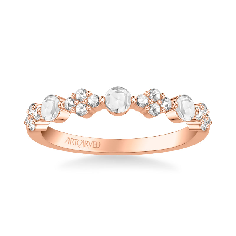 Artcarved Bridal Mounted with Side Stones Contemporary Diamond Anniversary Band 14K Rose Gold