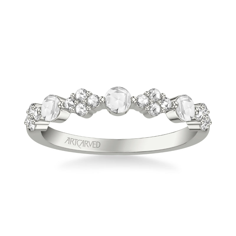 Artcarved Bridal Mounted with Side Stones Contemporary Diamond Anniversary Band 14K White Gold