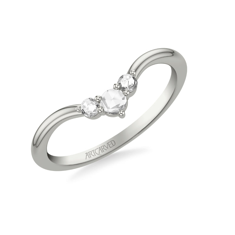 Artcarved Bridal Mounted with Side Stones Contemporary Diamond Anniversary Band 14K White Gold