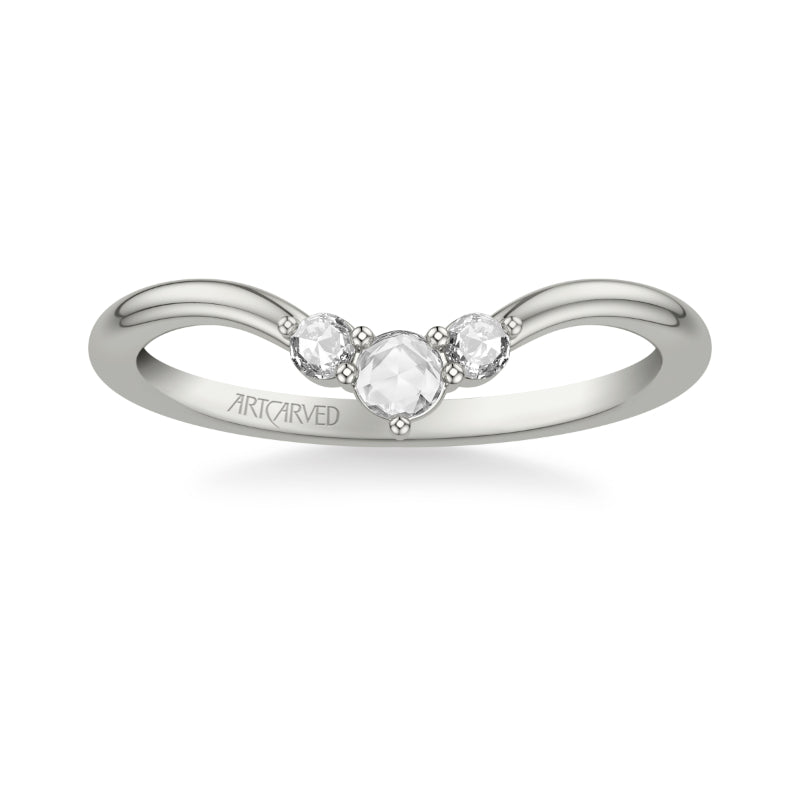 Artcarved Bridal Mounted with Side Stones Contemporary Diamond Anniversary Band 14K White Gold