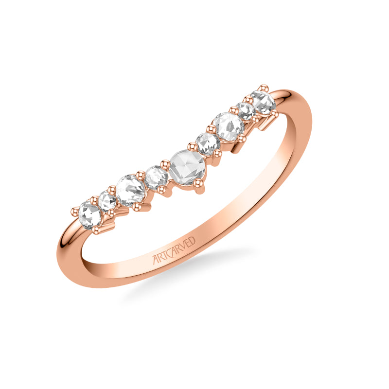 Artcarved Bridal Mounted with Side Stones Contemporary Diamond Anniversary Band 14K Rose Gold