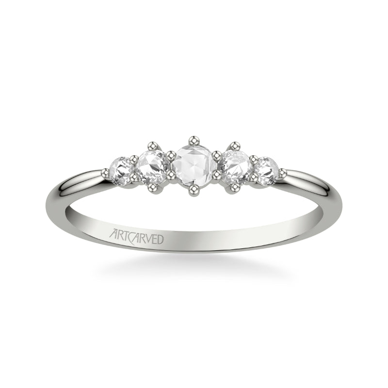 Artcarved Bridal Mounted with Side Stones Contemporary Diamond Anniversary Band 14K White Gold