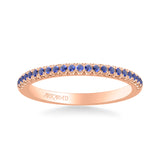 Artcarved Bridal Mounted with Side Stones Classic Anniversary Band 14K Rose Gold & Blue Sapphire