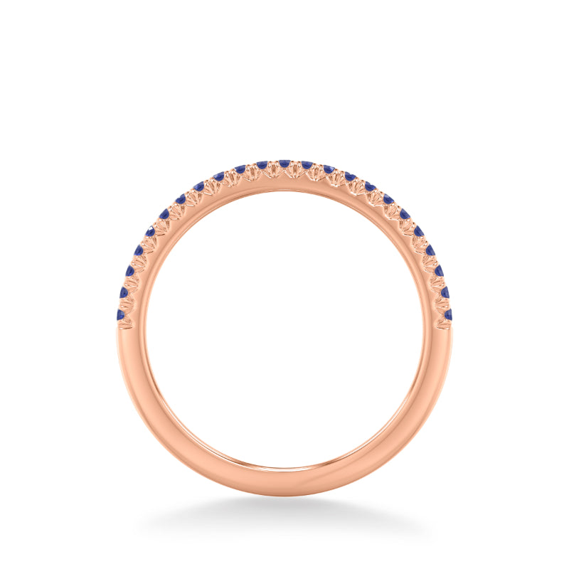 Artcarved Bridal Mounted with Side Stones Classic Anniversary Band 14K Rose Gold & Blue Sapphire