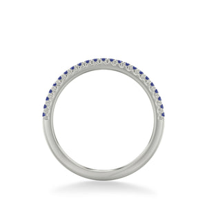 Artcarved Bridal Mounted with Side Stones Classic Anniversary Band 14K White Gold & Blue Sapphire